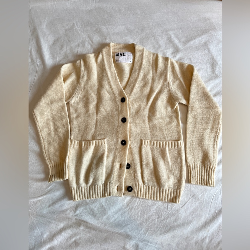 Margaret Howell 100% Wool Women's Cream Cardigan Sweater